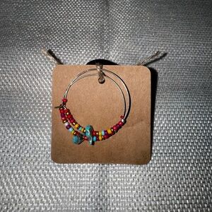 Sterling Silver Beaded Hoop Earrings